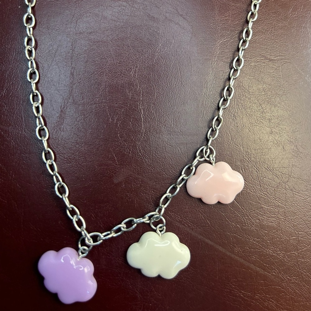 Silver Chain Necklace with Cloud Charms
